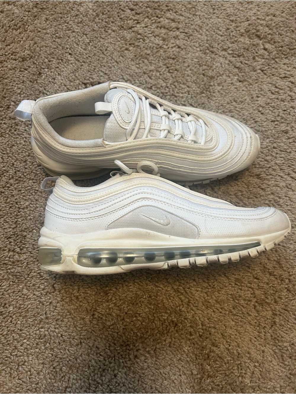 Nike White Air Max 97 Triple White Premium Sneakers 7Y or Women’s 8.5